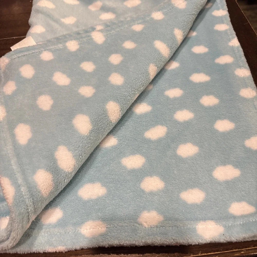 Le Bebe‎ Favorite Clouds & Elephant Baby Blanket Blue Gray Yellow White lovey